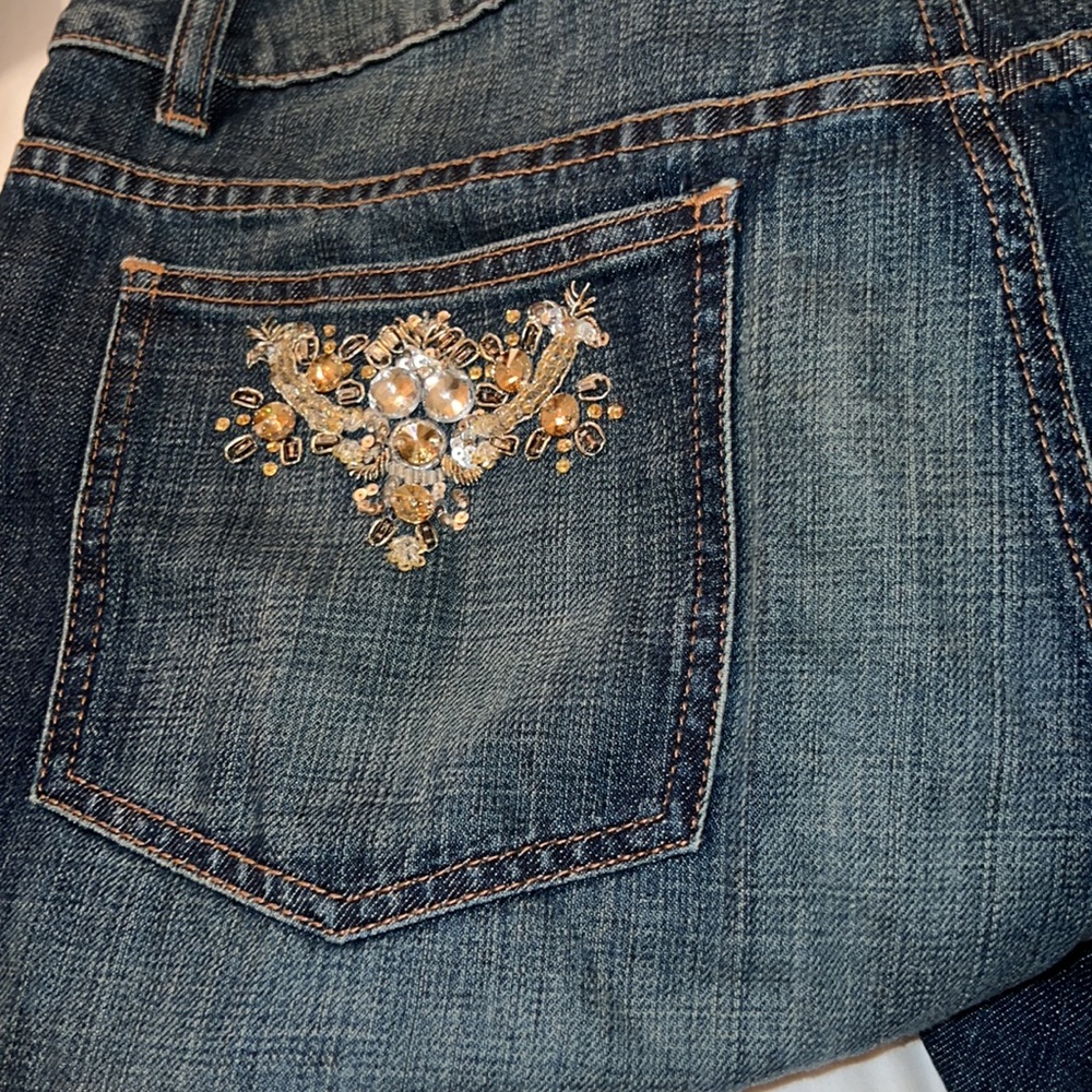 Escada Jeans Rhinestone, embroidery. Size 14. - Picture 9 of 10